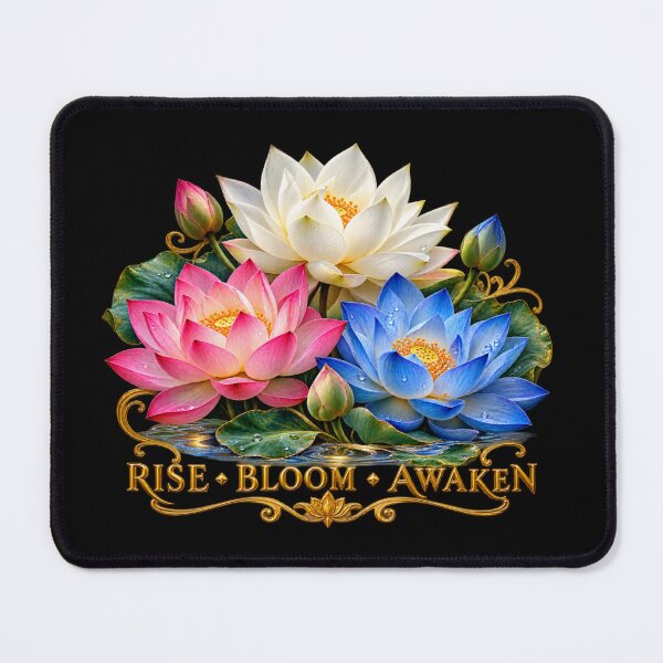 Item preview, Rise Bloom Awaken – White Pink & Blue Lotus Flowers designed and sold by Classic Chaos Creations.