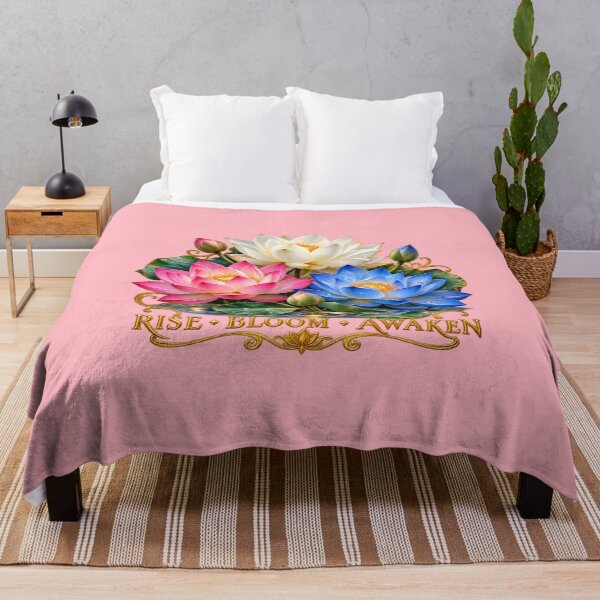 Item preview, Rise Bloom Awaken – White Pink & Blue Lotus Flowers designed and sold by Classic Chaos Creations.