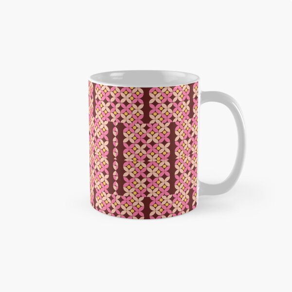 Item preview, Retro Pink and Gold Geometric Flower Pattern on Deep Plum  designed and sold by ArtwithRabbit.