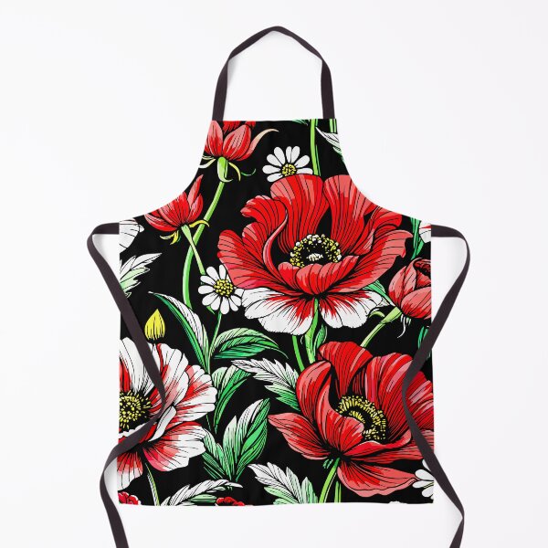 Item preview, Watercolor Red Poppy Pattern - Black Background Flower Art  designed and sold by FemmePod.