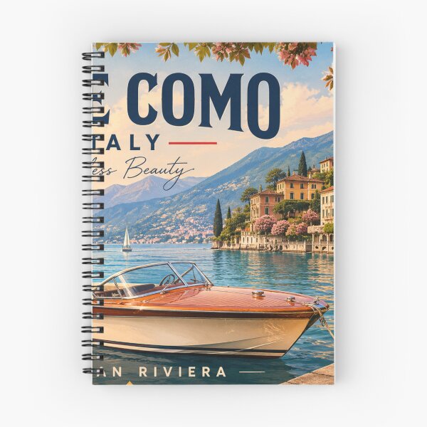 Aperçu de l'œuvre Lake Como Italy Vintage Travel Poster | Classic Wooden Boat Wall Art créée et vendue par Asfyi.