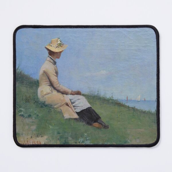 Item preview, Vintage Seaside Wall Art, Woman by the Sea Painting, Amelia Helga Lundahl designed and sold by RickE.