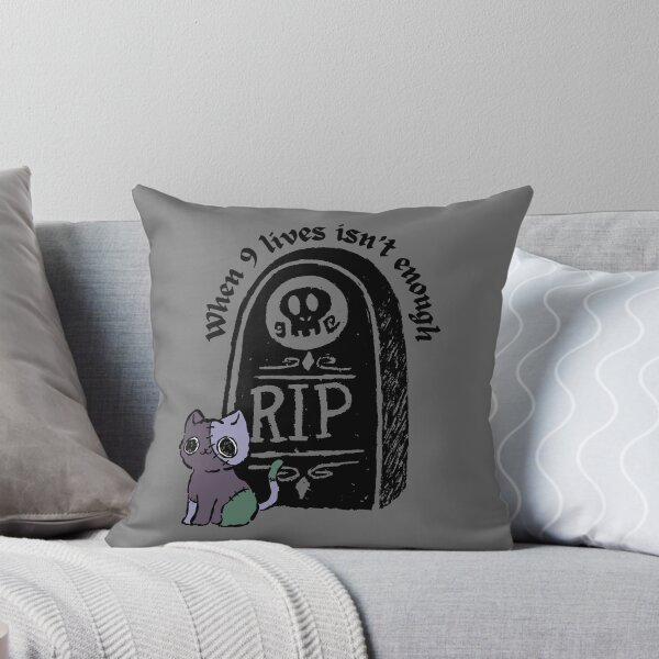 Item preview, Cartoon Zombie Cat Sitting in Front of a Headstone When 9 Lives Arent Enough Shirt designed and sold by CantFaxGlitter.