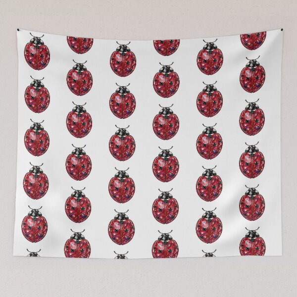 Aperçu de l'œuvre Autocollant Coccinelle Cristal - Rouge rubis à pois noirs onyx créée et vendue par Crystal Critters .
