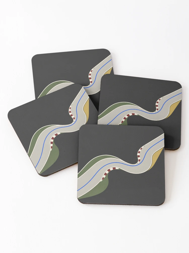 Thumbnail 1 of 5, Coasters (Set of 4), Chicane – Abstract Racing Line Mouse Pad designed and sold by astersgraphics.