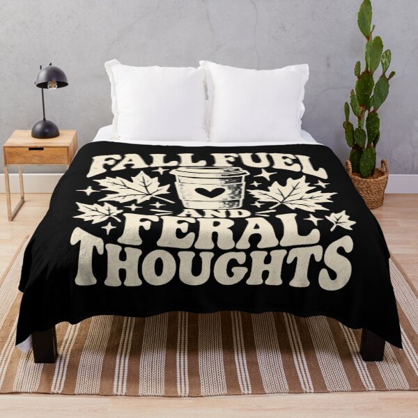 Aperçu de l'œuvre Fall Fuel and Feral Thoughts Funny Autumn Coffee Shirt créée et vendue par DreamLayerStudio.