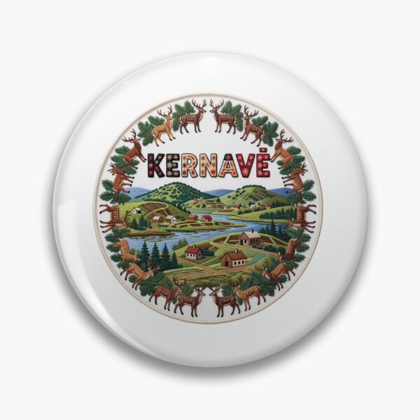 Item preview, Kernave Lithuania Ancient Hillfort Deer Village Embroidered Patch Sticker designed and sold by Imaginarium of Chaos falcon88 .