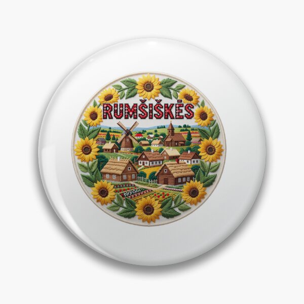 Item preview, Rumsiskes Lithuania Open Air Village Sunflower Embroidered Patch Sticker designed and sold by Imaginarium of Chaos falcon88 .