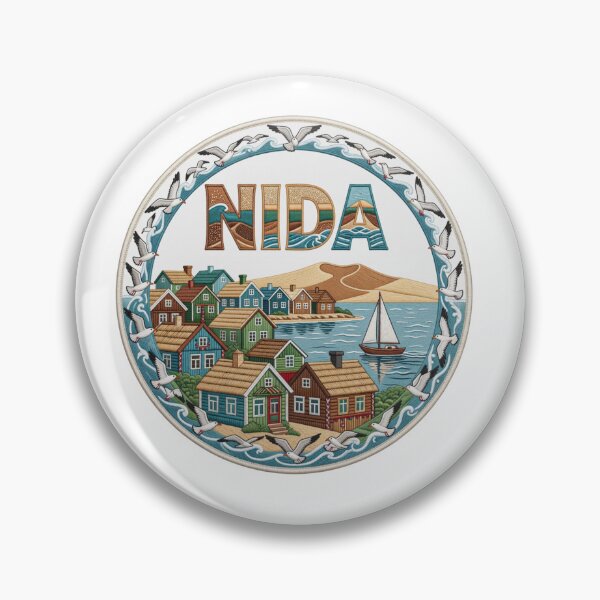 Item preview, Nida Lithuania Curonian Lagoon Seagull Fishing Village Embroidered Patch Sticker designed and sold by Imaginarium of Chaos falcon88 .