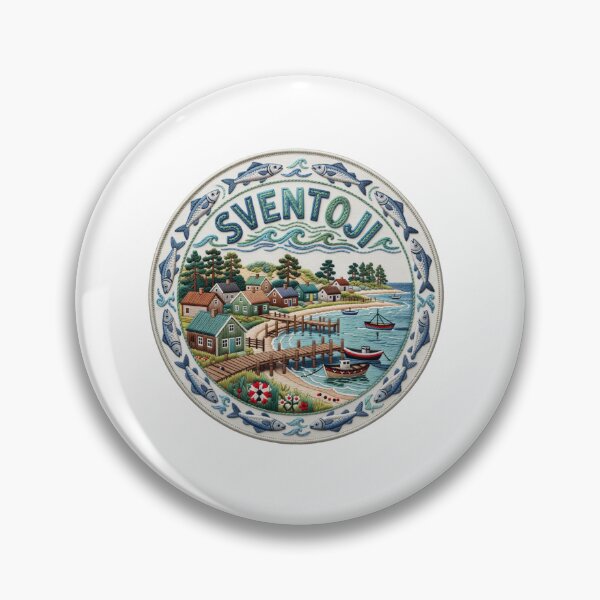 Item preview, Sventoji Lithuania Baltic Sea Fish Coastal Village Embroidered Patch Sticker designed and sold by Imaginarium of Chaos falcon88 .