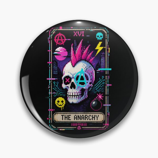 Artikelvorschau, Die Anarchie-Tarotkarte – Cyberpunk-Punk-Rock-Pixelkunst entworfen und verkauft von ERODED SELF.