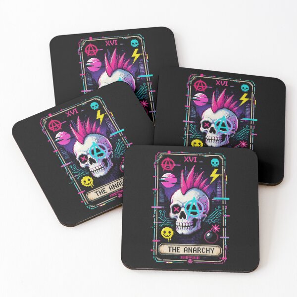 Item preview, The Anarchy Tarot Card - Cyberpunk Punk Rock Pixel Art designed and sold by ERODED SELF.