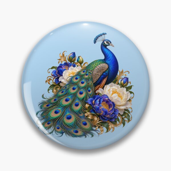 Item preview, Elegant Peacock & Flowers – Jewel Tone Botanical Art designed and sold by Classic Chaos Creations.