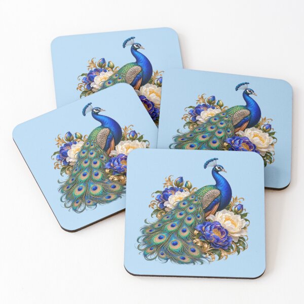 Item preview, Elegant Peacock & Flowers – Jewel Tone Botanical Art designed and sold by Classic Chaos Creations.