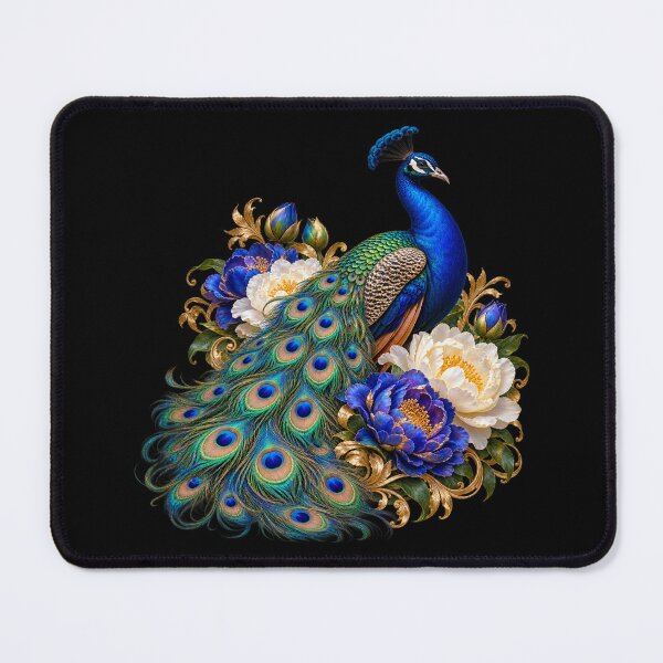Item preview, Elegant Peacock & Flowers – Jewel Tone Botanical Art designed and sold by Classic Chaos Creations.