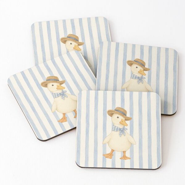 Item preview, Cute Duck Blue Striped Pattern designed and sold by AurelleDesign.