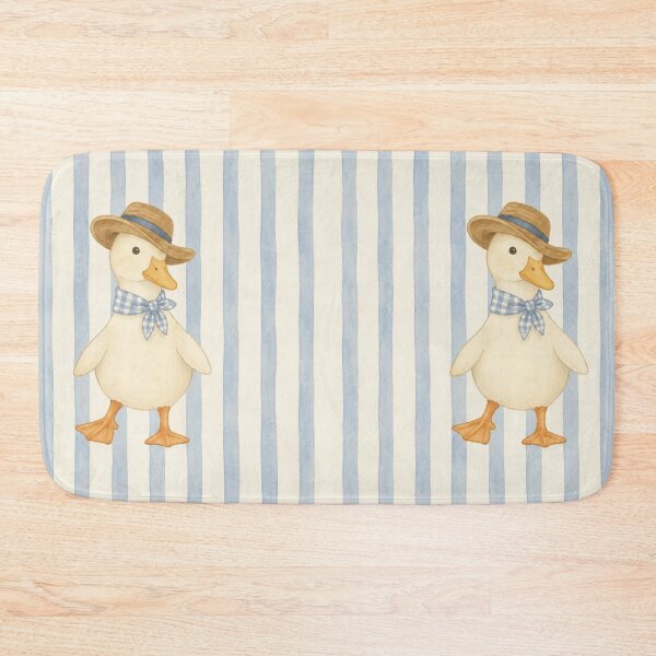 Item preview, Cute Duck Blue Striped Pattern designed and sold by AurelleDesign.