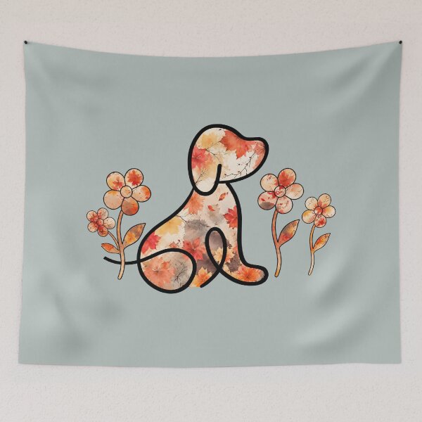 Item preview, Autumn leaves  puppy and flowers designed and sold by 247DesignStudio.