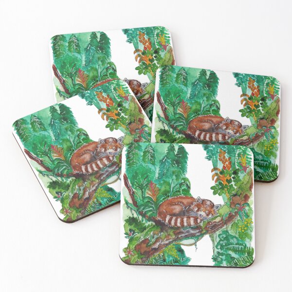 Item preview, Sleeping Red Panda on Tree Branch Watercolor designed and sold by DesseindImages.
