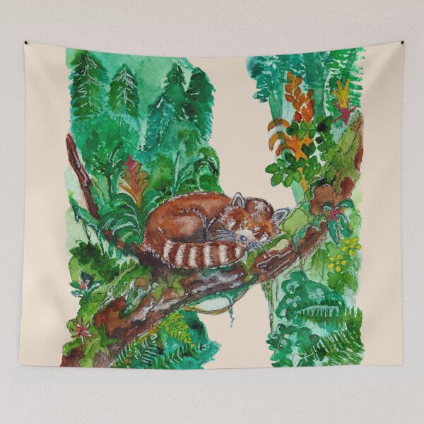 Item preview, Sleeping Red Panda on Tree Branch Watercolor designed and sold by DesseindImages.