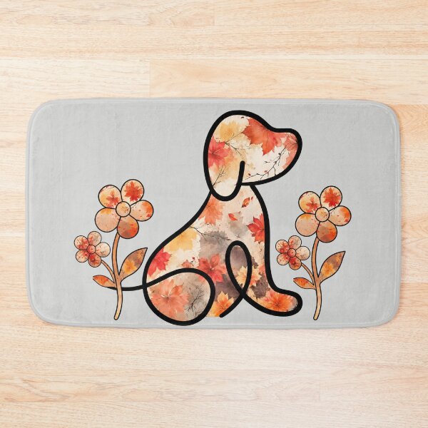 Item preview, Autumn leaves  puppy and flowers (khaki base) designed and sold by 247DesignStudio.