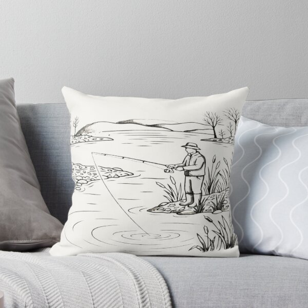 Item preview, The Lonely Angler – Vintage Fishing Line Art designed and sold by Stefanrajzer.