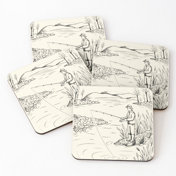 Item preview, The Lonely Angler – Vintage Fishing Line Art designed and sold by Stefanrajzer.