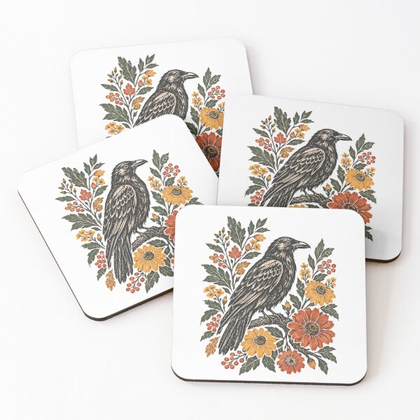 Item preview, Retro Raven Floral Vintage Botanical Nature designed and sold by Moizento.