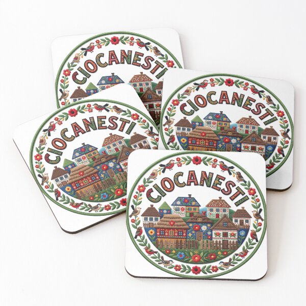 Item preview, Ciocanesti Romania Bucovina Painted Houses Folk Village Embroidered Patch Sticker designed and sold by Imaginarium of Chaos falcon88 .