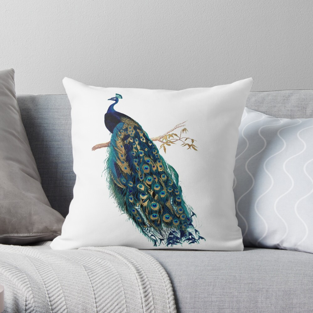 Vintage Peacock Throw Pillow For Sale By PixDezines Redbubble   Throwpillow,small,1000x Bg,f8f8f8 C,0,200,1000,1000.u1 