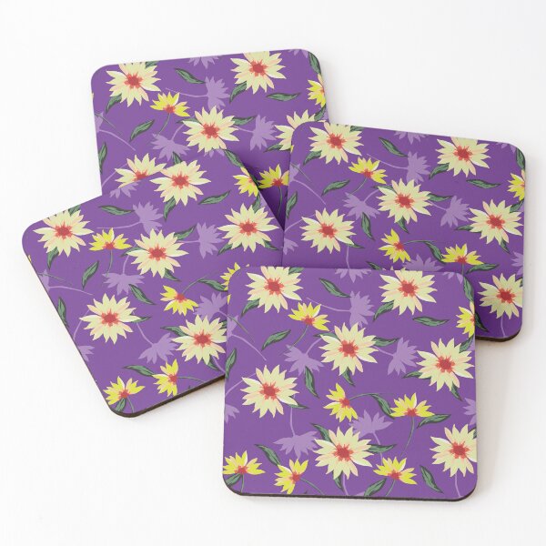 Item preview, Cream Daisy Flowers Purple Pattern designed and sold by SmyrnaArtGalery.