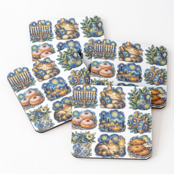 Item preview, Starry Night Hanukkah Jewish Holiday Sticker Set designed and sold by Gold Turtle  Lina.
