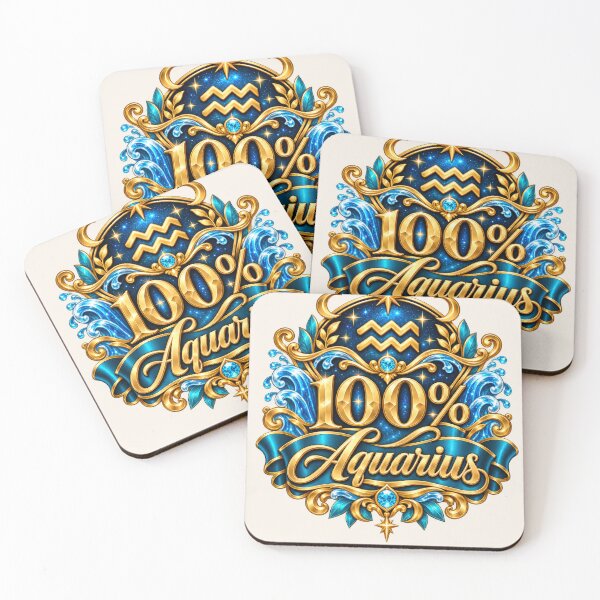 Item preview, 100% Aquarius – Original Zodiac Astrology Design designed and sold by MetaModel Editions.