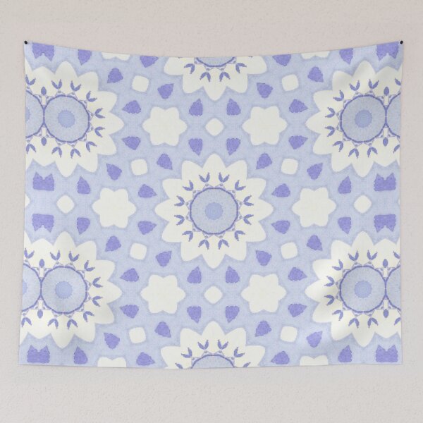 Item preview, Periwinkle Daisy Tile Pattern Mandala - Throw Pillow designed and sold by ArithraStudio.