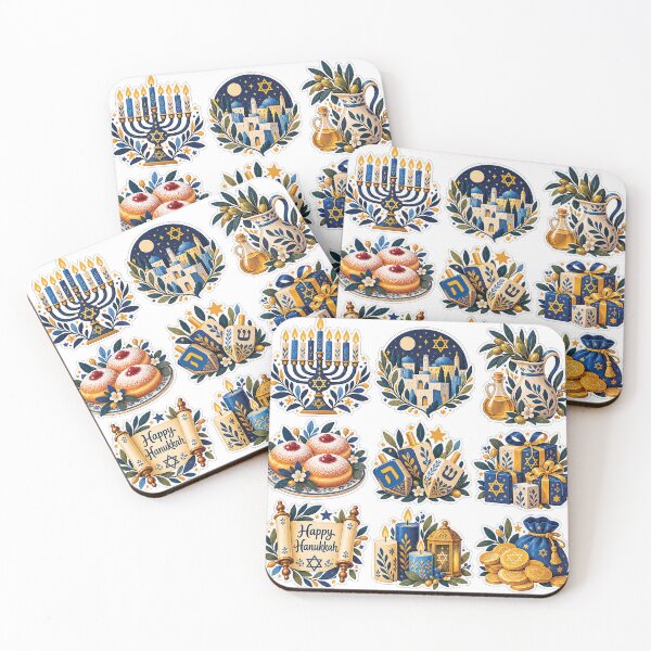 Item preview, Happy Hanukkah Jewish Holiday Symbols Sticker Set designed and sold by Gold Turtle  Lina.