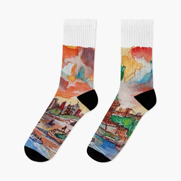 Item preview, New York Statue of Liberty Majestic Beautiful Sky Watercolor designed and sold by DesseindImages.