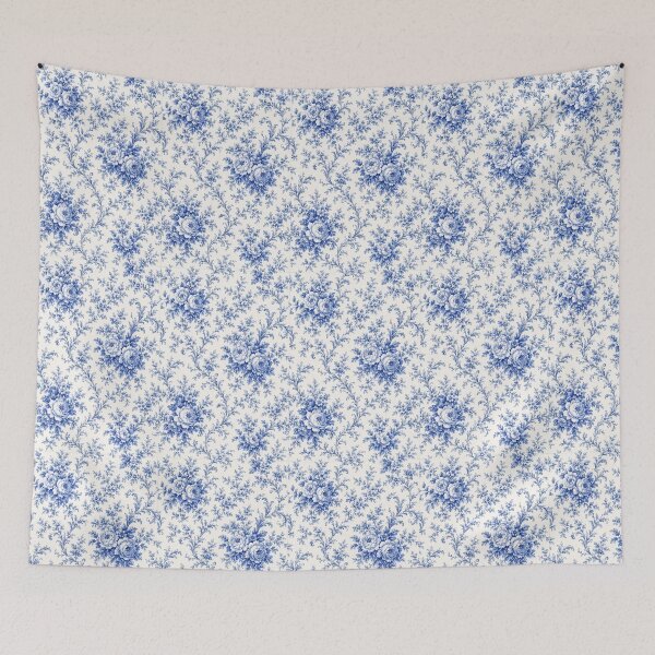 Item preview, Classic Blue And White Chinoiserie Floral Toile Pattern | Vintage French Country Blue Floral Botanical Illustration | Aesthetic Vintage Blue Toile Floral Pattern designed and sold by VivaFy.