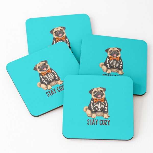 Aperçu de l'œuvre Cute Pug Skeleton Halloween Stay Cozy - Dog Lover Gift créée et vendue par stormk10.
