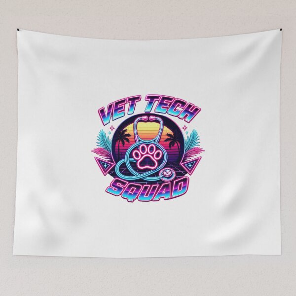 Item preview, Vet Tech Squad Vaporwave Neon Veterinary Technician Team designed and sold by Créative touche .