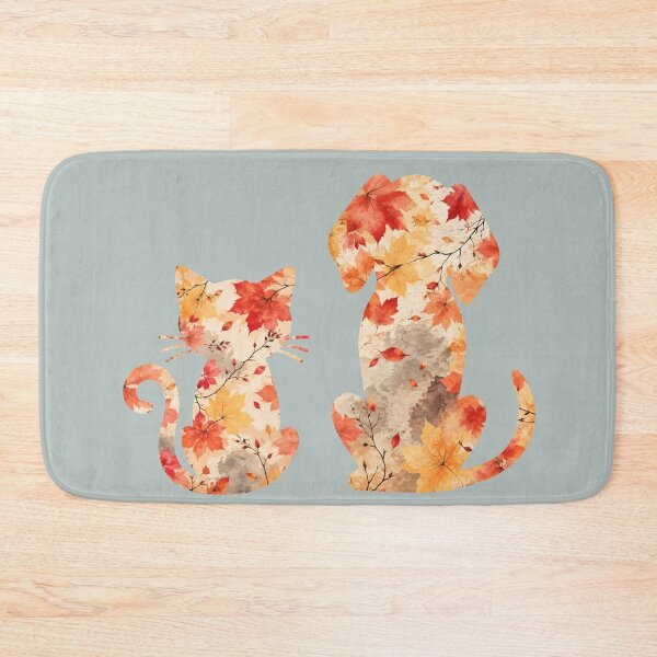 Item preview, Autumn leaves flowers pup and cat designed and sold by 247DesignStudio.