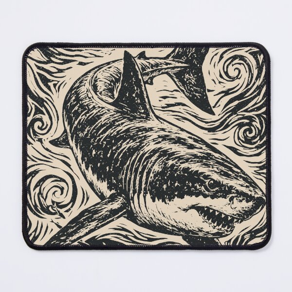Item preview, Linocut Shark Sea Animal Vintage Marine Nautical designed and sold by Y-Vibes.