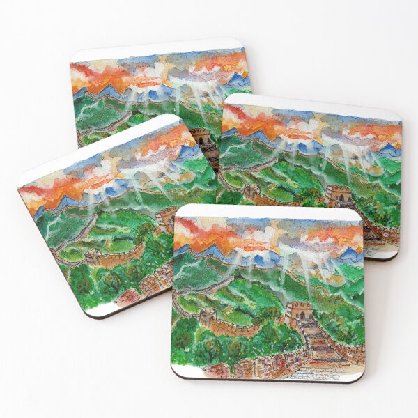Item preview, Great Wall of China Majestic Forest and Sky Watercolor designed and sold by DesseindImages.