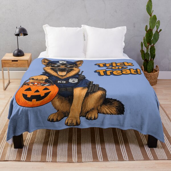 Item preview, German Shepherd Halloween T-Shirt, Dog Lover Gift, Police Dog Trick or Treat Shirt, Funny Halloween K9 Graphic Tee for Men and Women designed and sold by luckysolo.
