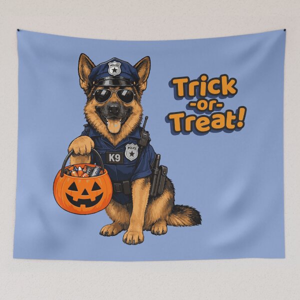 Item preview, German Shepherd Halloween T-Shirt, Dog Lover Gift, Police Dog Trick or Treat Shirt, Funny Halloween K9 Graphic Tee for Men and Women designed and sold by luckysolo.