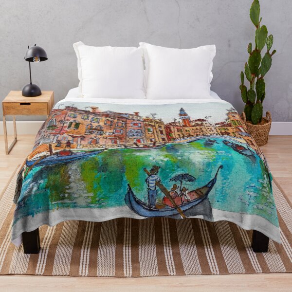 Artikelvorschau, Venedig Kanäle und venezianische Gondelarchitektur Aquarell entworfen und verkauft von DesseindImages.