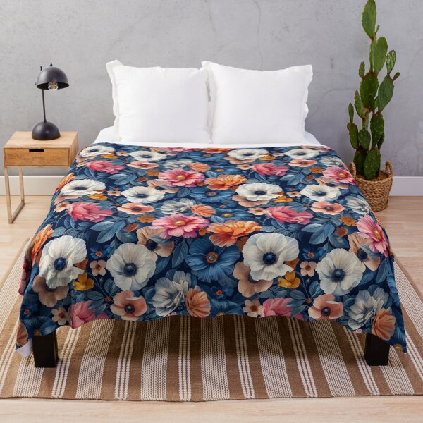 Item preview, Elegant Botanical Anemone Flowers Dark Floral Pattern designed and sold by NTGUILTY.