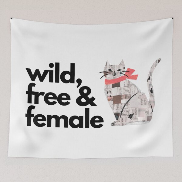Item preview, Wild Free and Female Newspaper Collage Cat designed and sold by Fani*.