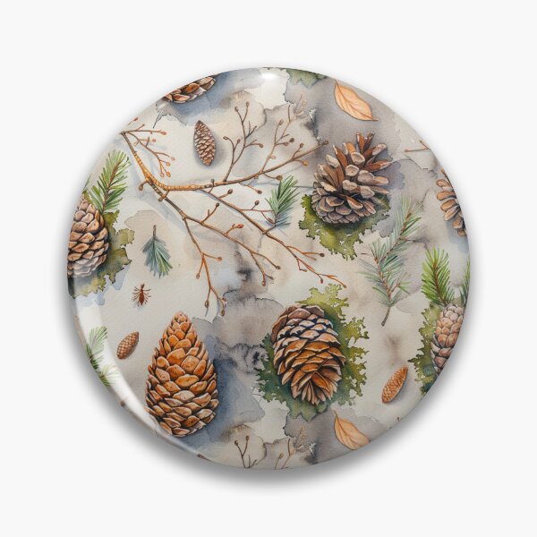 Item preview, Watercolor Forest Pine Cones and Moss Pattern designed and sold by NTGUILTY.