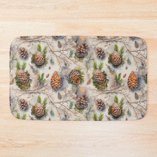 Item preview, Watercolor Forest Pine Cones and Moss Pattern designed and sold by NTGUILTY.