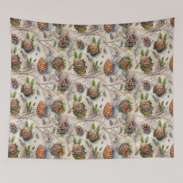 Item preview, Watercolor Forest Pine Cones and Moss Pattern designed and sold by NTGUILTY.